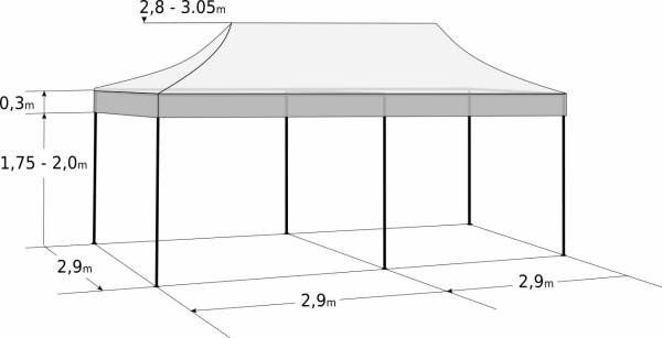 Nůžkový stan 3x6m ocelový: Rozměry a parametry
